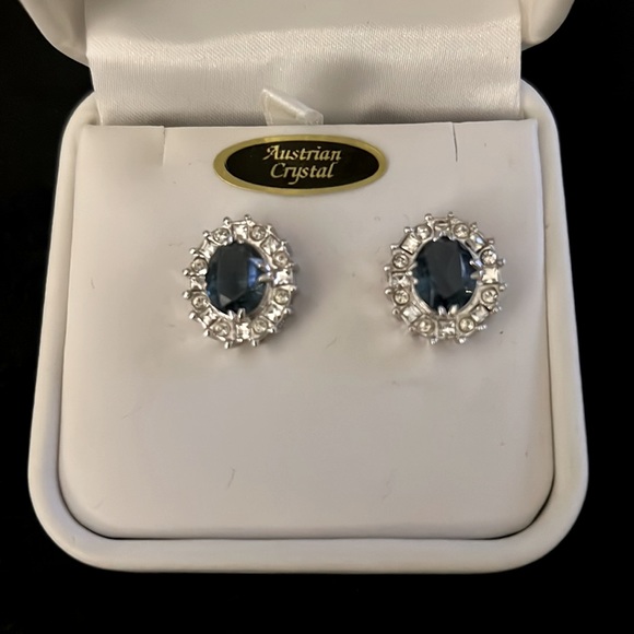 New Smithsonian Institute Mini Gem Hope Diamond Replica Earrings - Picture 1 of 2